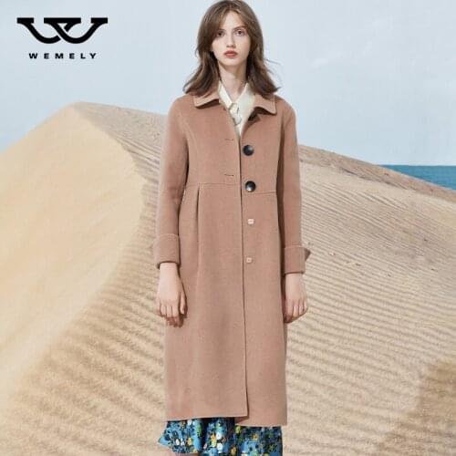 Double sided cashmere coat womens new fashion autumn and winter 2021 single breasted slim fit simple woolen cloth coat