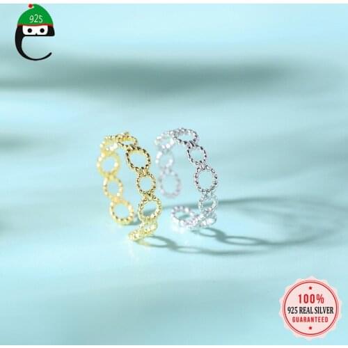 ElfoPlataSi 100% 925 Sterling Silver Hollow Lacework Opening Ring Sizable 5 6 7 For Women Girls Silver 925 Jewelry Gift ED431