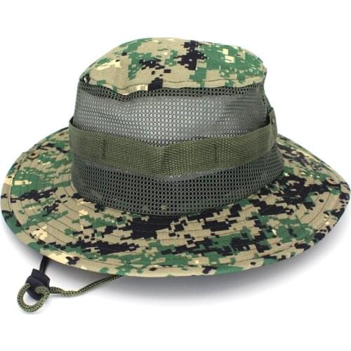 Camouflage Outdoor Fishing Cap Sunscreen Sun Visors Bucket Hat Camping Military Army Airsoft Tactical Bob Wide Brim Bonnie Men