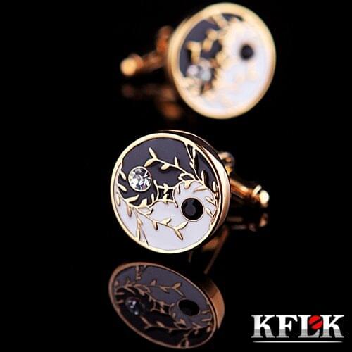 KFLK 2020 Luxury shirt cufflink mens Brand cuff button Crystal cuff link Gold High Quality Chinese Culture abotoadura Jewelry