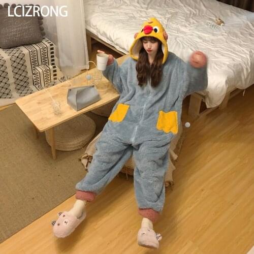 Cartoon Woman Animal Pajamas Winter Women for Onesie Sleepwear Unisex Female Jumpsuit Warm christmas Homewear