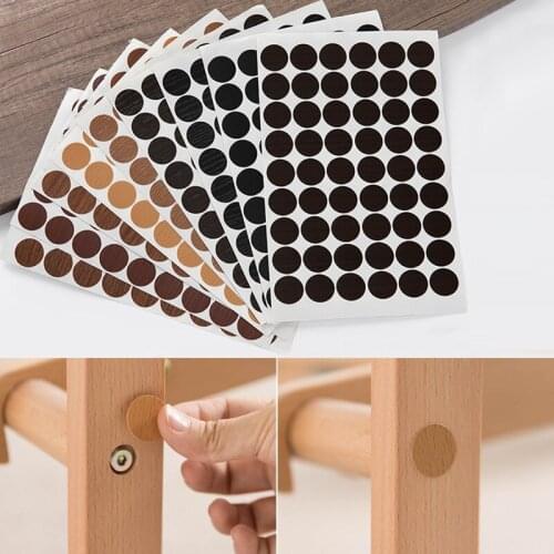 200PCS Furniture Wardrobe Self-adhesive Sealing Stickers Screw Holes Desktop Stickers Cabinet Furniture Repair Stickers Decor