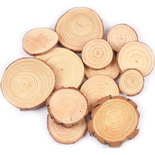 Unfinished Thick Pine Round Wood Slices With Tree Bark Log Discs For DIY Crafts Wedding Party Painting Decor Wooden Decoration
