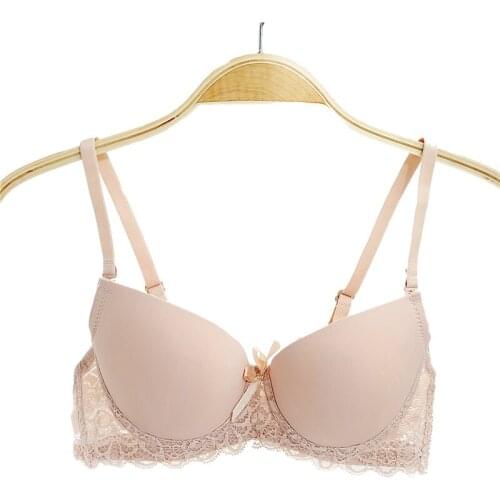 Solid 3/4cup Super Push Up Lace Bras Young Girl Seamless Adjustable Underwear Invisible Cute Lace Girls Lingerie Bras for Women