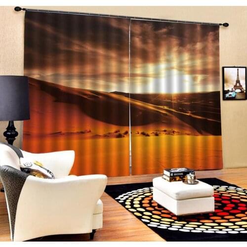 Orange desert curtains scenery Customized size Luxury Blackout 3D Window Curtains For Living Room