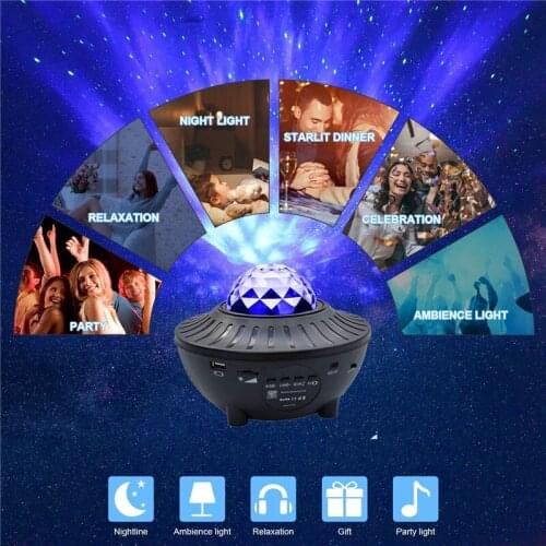 Galaxy Starry Sky Projector Night Light Child Bluetooth/Voice USB Charging Player Star Night Light Romantic Projection Lamp Gift