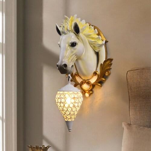 Modern Luxury Loft Decor Horse Wall Lamp Retro Resin Home Decorate Led Wall Sconce Kitchen Dining Room Bedroom Decor Wall Light