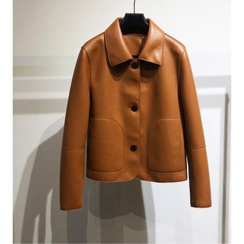 Europe Style spring 2021 New Designer womens sheepskin leather coat High quality genuine leather jackets C389