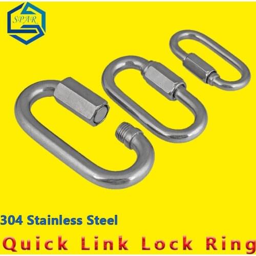 Screw Lock Climbing Gear Carabiner Quick Links Safety Snap Hook Chain Connecting Ring Carabiner Chain Buckle 304 Stainless Steel