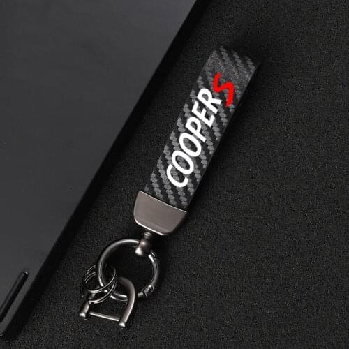 High-Grade Leather Car KeyChain 360 Degree Rotating Horseshoe Key Rings for mini cooper s r55 r56 f55 r56 car Accessories