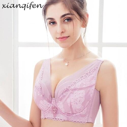 Xianqifen Push up Bra Sexy Lingerie bras for Women Plus Size women Minimizer Bralette Gather Underwear intimates Brassiere flora