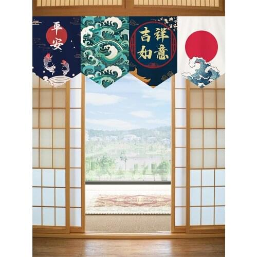 Japanese Short Curtain Triangle Flag Curtain Hanging Curtain Kitchen Japanese Sushi Restaurant Bar Decorative Small Curtain