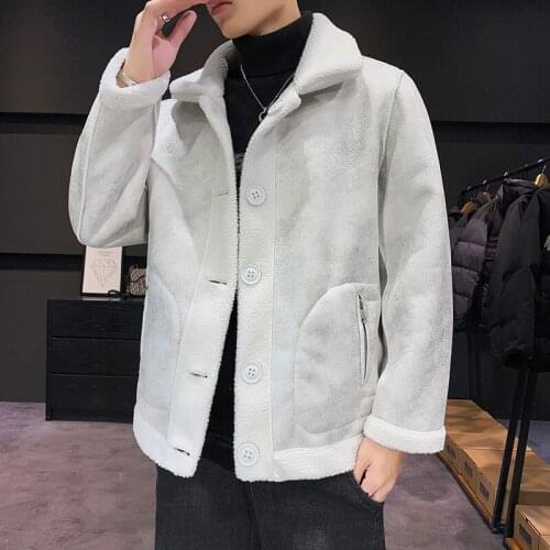 Winter Casual Mens Two-Sided Pellet Jacket Man Turn-Down Collar Fake Fur Coats Solid Plus Size Parkas Male 4 Colors M-6XL MY06