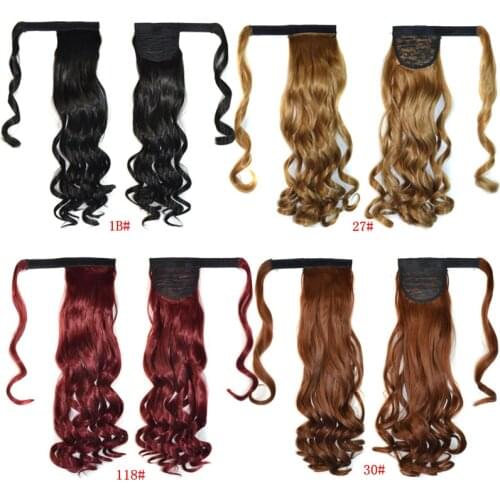 ZM Long Wavy Natural Ponytail High Temperature Fiber Synthetic Wrap Around Hairpiece Pony Tail Hair Extensions For Women 100g