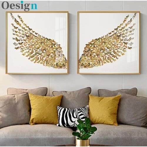 Golden Butterfly Wing Creative Painting Canvas Poster And Print Big HD Wall Art Picture For Living Room Fashion Decor Unframed