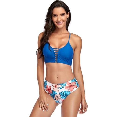 2020 Fashion Sunflower High Waist Bikinis Mujer Set Two Piece Swimsuit Women Bathing Suit Swimwear Beach Wear Tankinis Biquini