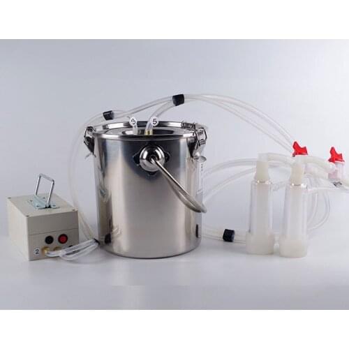 220V 7L Cow Goat Sheep Milker Stainless Steel Bucket Suction Milker Household Milking Machine
