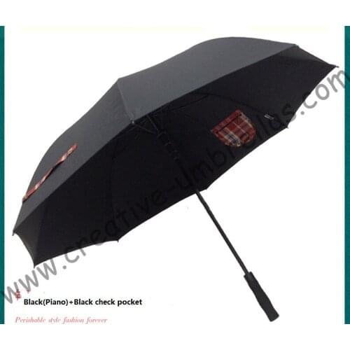 3pcs/lot)210T pongeee visible double layers golf umbrellas.fiberglass,auto anti static,anti-thunder,inner pocket inside panel