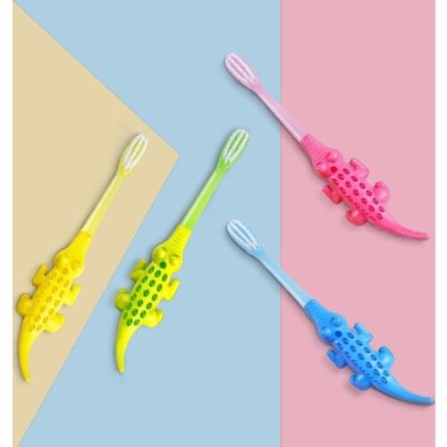 4pcs/lot Kids Cartoon Crocodile Toothbrush Children Soft Bristle Tooth Mouth Clean Oral Care Teeth Whitening Tooth Brush