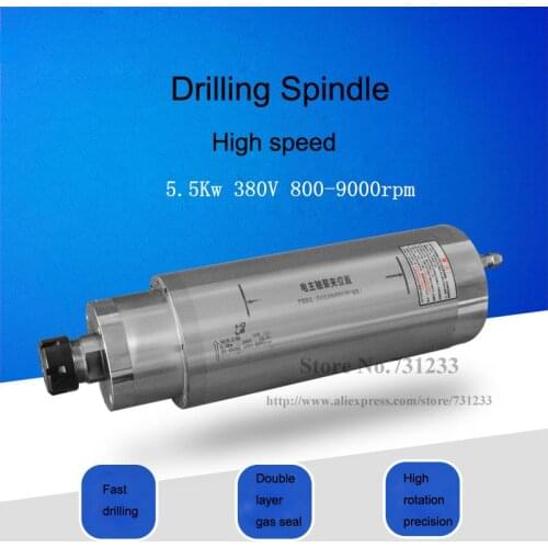 5.5kw 380V 125mm Drilling Spindle Milling Spindle 800-9000rpm Special Engraving Motorized Spindle Head