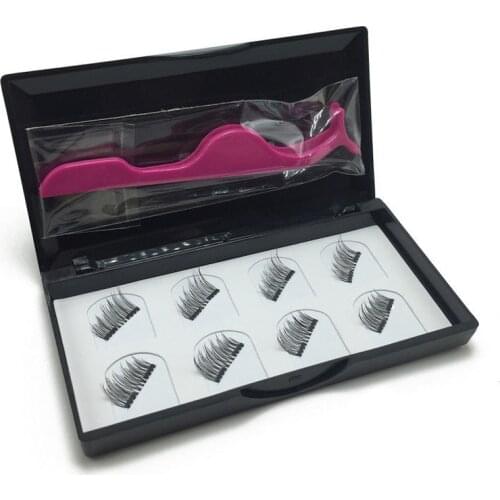 8 Pcs Magnetic Eyelashes Reusable Double Magnet False Eye Lashes & Tweezer