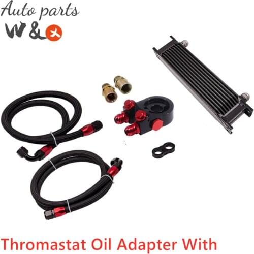 Sandwich Oil Adapter With Thromastat AN10 10 Rows Oil Cooler Aluminum Engine Oil Radiator Universal