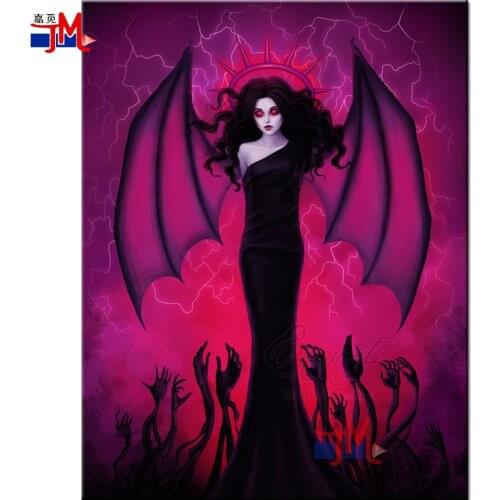Fantasy Vampire Bat 5D Diy Diamond Painting New,Diamond Mosaic Full Square Round Diamond Embroidery Demon Goddess 2021 Best Gift