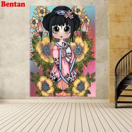DIY Full Diamond Painting Japanese cartoon kimono girl Diamond Embroidery Sale 3D Picture Of Rhinestones 5D Diamond Mosaic