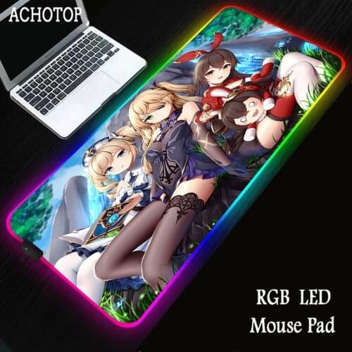 Genshin Impact RGB LED Large Mouse Pad USB Wired Lighting Gaming Mousepad Keyboard Carpets Colorful Luminous for PC mousepad mat