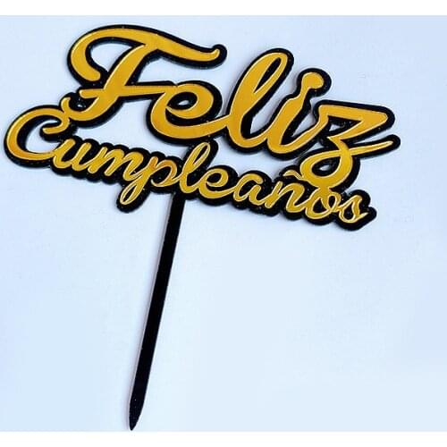 Feliz cumpleaños. Acrylic Candy color Happy Birthday Cake Topper in Spanish for Party Decoration Baking Supplies