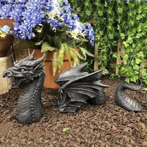 The Gothic Cool Dragon Castal Moat Lawn Statue Through Pond Mantlepiece Garden Decoration Outdoor Ornaments Art Scul Windowsill