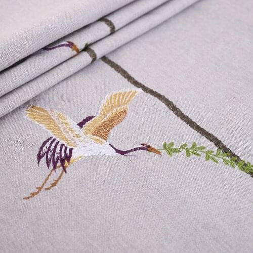 Chinese fabrics Linen fabric polyester fabric price per half meter with birds pattern