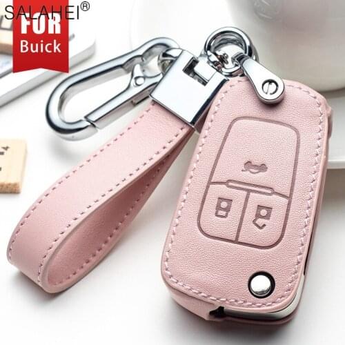 Leather Car Key Case Full Cover For Buick Chevrolet Cruze Opel Vauxhall Insignia Mokka Encore Auto Fold Keyring Shell Protection