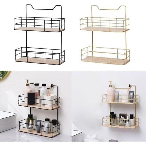 Kitchen Iron Storage Shelf Wall Mounted Punch-Free Baskets Shower Toiletries Cosmetics Organization Holder