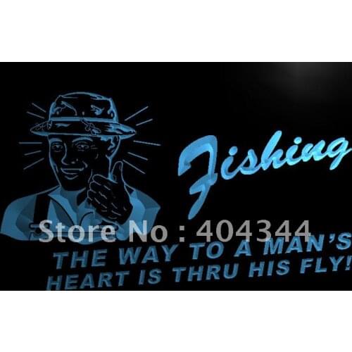 LK014- Fishing The Way to a Mans Heart Fly Light Sign home decor crafts