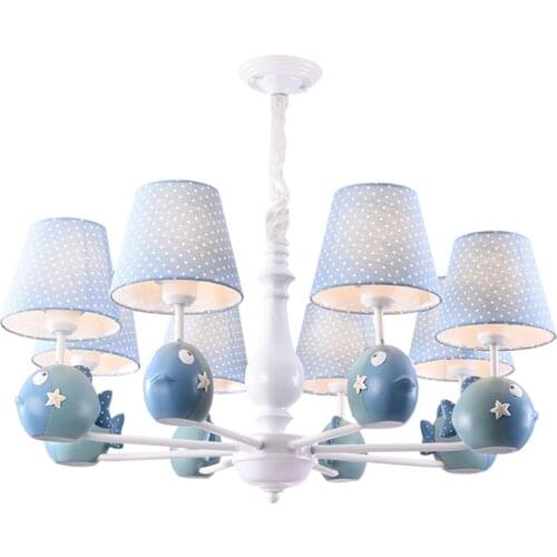 Lustre chambre enfant chandeliers living room home decor modern chandelier baby bedroom blue fish led lights for room hanglamp
