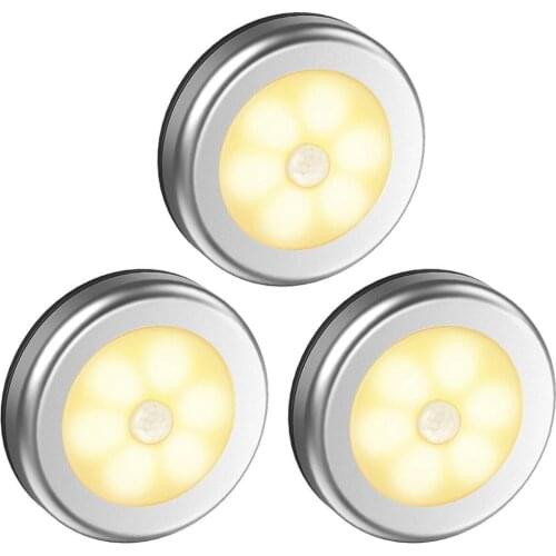 1Pcs 6 LED PIR Motion Sensor Night Light Magnetic Infrared Wall Lamp Battery Powered Sensor Lamp Cabinet Stairs Sensor Light