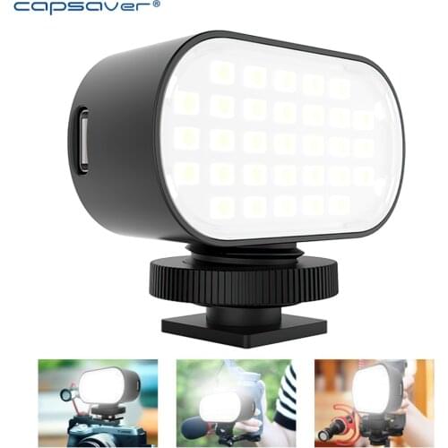 Capsaver Mini Fill Light LED Camera Light Portable Photography Lighting 5000-6000K for Photo Camera Studio Video Youtube Vlog