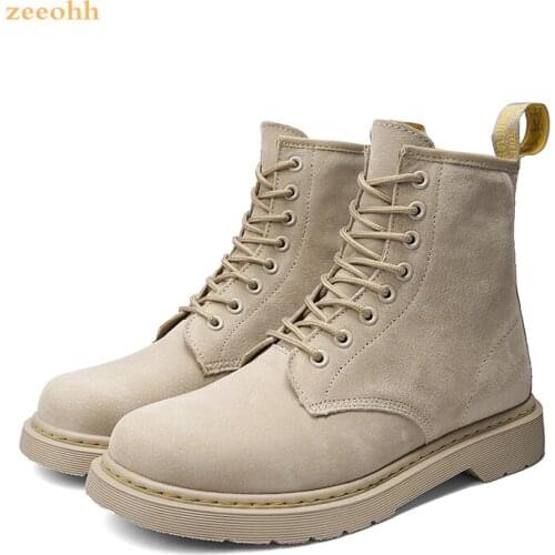Men High Top Ankle Boots Winter / Autumn mens warm plush Motorcycle Boots men dress business work safety Oxfords Couple Shoes