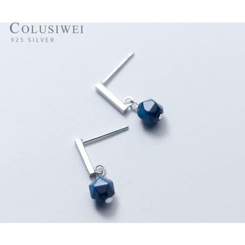 Colusiwei New Arrival 925 Sterling Silver Elegant Natural Tiger'Eyes Stone Stud Earrings for Women Fashion Korea Style Jewelry