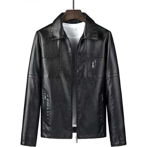 ANSZKIN New Arrivals Mens Fashionable Stand-up Collar Leather jacket leather coat air force flight jackets padding cotton warm