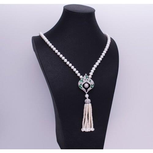 Real Freshwater Pearl Sweater Necklace 8-9mm Nearround Pearl Beads Classic Pearl Long Necklace Jewelry Mother Gifts For Party