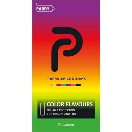 PARRY CONDOMS 12PCS Silky And Hydrated 6 Colors Of Condoms Safe Condom With Fruity Fragrance And Large Oil Quantity
