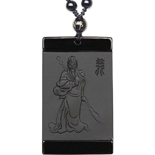 Dropship Black Obsidian GuanGong Necklace Pendant GuanYun Pendant Necklace Mens Jewelry Womens Jewelry Black Jewelry