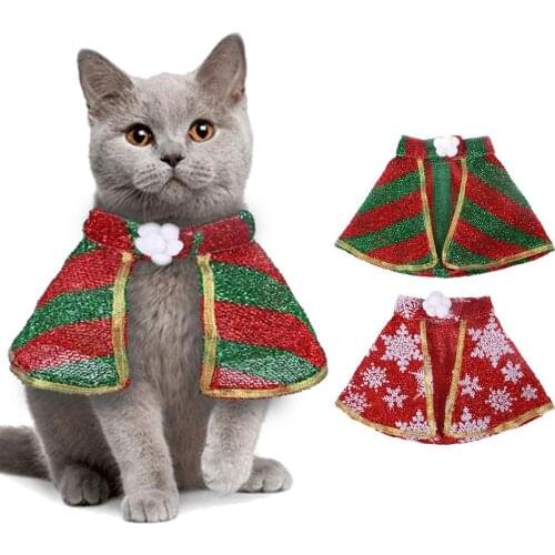 Christmas Cat Clothes Small Dogs Cats Santa Costume Kitten Puppy Outfit Cloak Warm Winter Pet Dog Clothes Clothing Accessories