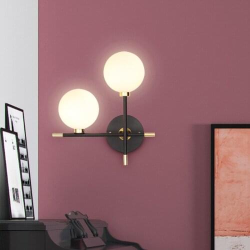 Nordic Magic Bean Bedside Lamp Mirror Headlight Modern Simple Living Room Background Wall Corridor Stair Glass Ball Wall Lamp