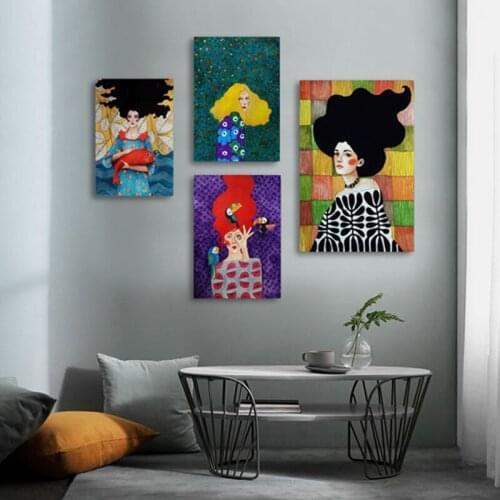 Nordic Modern Style Handdraw Characters Colorful Canvas Painting Poster Print Decor Wall Art Pictures For Living Room Bedroom