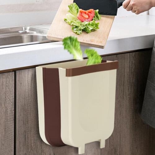 Folding Waste Bin Wall Mounted Kitchen Cabinet Door Hanging Trash Bin Car Garbage Trash Can for Kitchen Toilet Waste Container