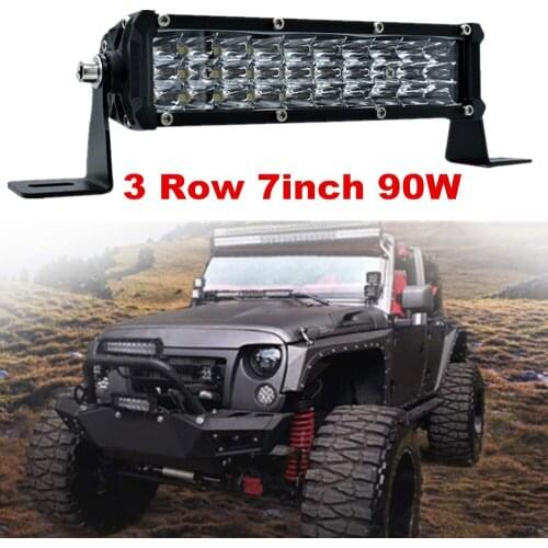 12V Slim 7inch 90W Led Light Bar Offroad Spot Beam Led Driving Work 4WD Off Road Lighting for Jeep Car Tractor Truck 4x4 SUV UTV