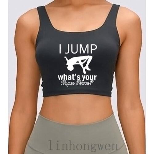High Jump Design Women Tank Top Design Fashion Fitness Clothing Summer Style Trend Cotton O Neck Crop Top